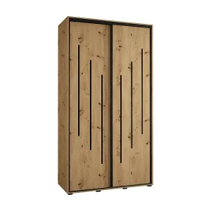 SCHWEBETÜRENSCHRANK DAVOS 8 235,2/140/60 2-türig (Artisan/Artisan/Schwarz) Günstig