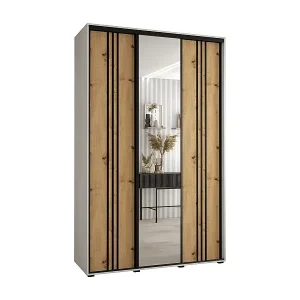 SCHWEBETÜRENSCHRANK DAVOS 7 235,2/160/60 3-türig (Weiß/Artisan/Schwarz) Kostenloser Versand