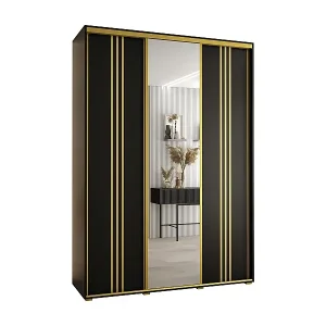 Rabatt SCHWEBETÜRENSCHRANK DAVOS 7 235,2/180/45 3-türig (Schwarz/Schwarz/Gold)