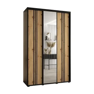 SCHWEBETÜRENSCHRANK DAVOS 7 235,2/160/60 3-türig (Schwarz/Artisan/Schwarz) Markenprodukt