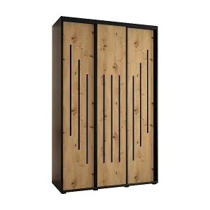 SCHWEBETÜRENSCHRANK DAVOS 8 235,2/150/60 3-türig (Schwarz/Artisan/Schwarz) Top-Angebot