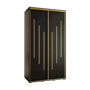 SCHWEBETÜRENSCHRANK DAVOS 8 235,2/130/60 2-türig (Schwarz/Schwarz/Gold) Top-Preis
