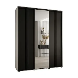 Solange Der Vorrat Reicht SCHWEBETÜRENSCHRANK DAVOS 7 235,2/200/60 3-türig (Weiß/Schwarz/Schwarz)