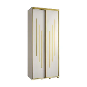 Neu Im Sortiment SCHWEBETÜRENSCHRANK DAVOS 8 235,2/110/45 2-türig (Weiß/Weiß/Gold)