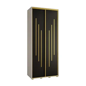 Kracherpreis SCHWEBETÜRENSCHRANK DAVOS 8 235,2/120/60 2-türig (Weiß/Schwarz/Gold)