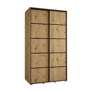 SCHWEBETÜRENSCHRANK DAVOS 4 235,2/140/60 2-türig (Artisan/Artisan/Schwarz) Billig