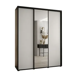 SCHWEBETÜRENSCHRANK DAVOS 3 235,2/200/60 3-türig (Schwarz/Weiß/Schwarz) Günstig