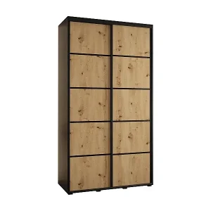 SCHWEBETÜRENSCHRANK DAVOS 4 235,2/140/60 2-türig (Schwarz/Artisan/Schwarz) Neu Im Sortiment