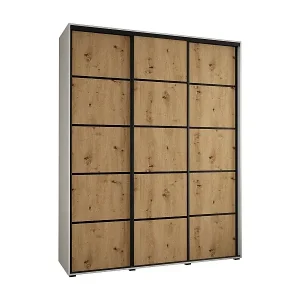 SCHWEBETÜRENSCHRANK DAVOS 4 235,2/200/45 3-türig (Weiß/Artisan/Schwarz) Preiswert