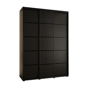 SCHWEBETÜRENSCHRANK DAVOS 4 235,2/180/60 3-türig (Schwarz/Schwarz/Schwarz) Echt