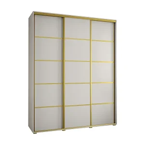 SCHWEBETÜRENSCHRANK DAVOS 4 235,2/190/45 3-türig (Weiß/Weiß/Gold) Geprüft