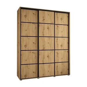 SCHWEBETÜRENSCHRANK DAVOS 4 235,2/190/60 3-türig (Artisan/Artisan/Schwarz) Top-Seller