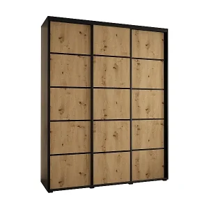 Kostenloser Versand SCHWEBETÜRENSCHRANK DAVOS 4 235,2/200/60 3-türig (Schwarz/Artisan/Schwarz)