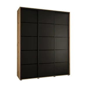 Kostenfreie Lieferung SCHWEBETÜRENSCHRANK DAVOS 4 235,2/200/60 3-türig (Artisan/Schwarz/Schwarz)