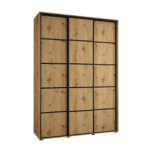 SCHWEBETÜRENSCHRANK DAVOS 4 235,2/180/60 3-türig (Artisan/Artisan/Schwarz) Sonderangebot