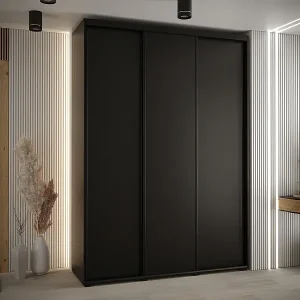 SCHWEBETÜRENSCHRANK DAVOS 1 235,2/180/60 3-türig (Schwarz/Schwarz/Schwarz) Echt