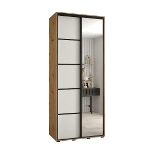 SCHWEBETÜRENSCHRANK DAVOS 5 235,2/100/60 2-türig (Artisan/Weiß/Schwarz) Kracherpreis