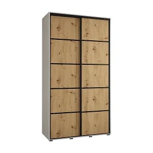 SCHWEBETÜRENSCHRANK DAVOS 4 235,2/130/60 2-türig (Weiß/Artisan/Schwarz) Begrenztes Angebot