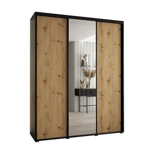 Neue Ware SCHWEBETÜRENSCHRANK DAVOS 3 235,2/200/60 3-türig (Schwarz/Artisan/Schwarz)