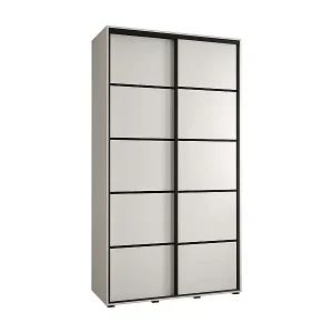 SCHWEBETÜRENSCHRANK DAVOS 4 235,2/130/60 2-türig (Weiß/Weiß/Schwarz) Versand Am Gleichen Tag