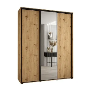 SCHWEBETÜRENSCHRANK DAVOS 3 235,2/190/60 3-türig (Artisan/Artisan/Schwarz) Preis Gesenkt