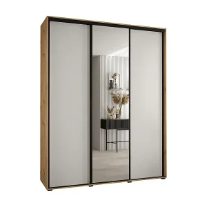 Bestpreis SCHWEBETÜRENSCHRANK DAVOS 3 235,2/200/45 3-türig (Artisan/Weiß/Schwarz)