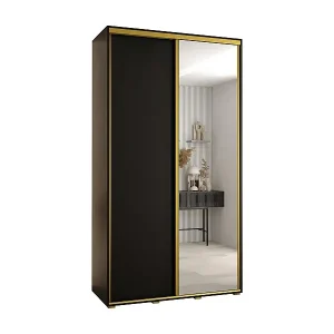SCHWEBETÜRENSCHRANK DAVOS 3 235,2/130/45 2-türig (Schwarz/Schwarz/Gold) Neue Kollektion