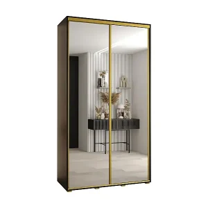 Finale Aktion SCHWEBETÜRENSCHRANK DAVOS 2 235,2/140/60 2-türig (Schwarz/Schwarz/Gold)