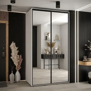 SCHWEBETÜRENSCHRANK DAVOS 2 235,2/140/60 2-türig (Weiß/Weiß/Schwarz) Schnäppchen