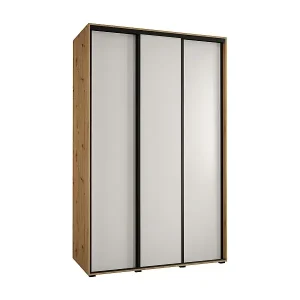 SCHWEBETÜRENSCHRANK DAVOS 1 235,2/160/45 3-türig (Artisan/Weiß/Schwarz) Echt