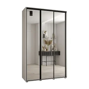 SCHWEBETÜRENSCHRANK DAVOS 2 235,2/150/60 3-türig (Weiß/Weiß/Schwarz) Garantierte Lieferung