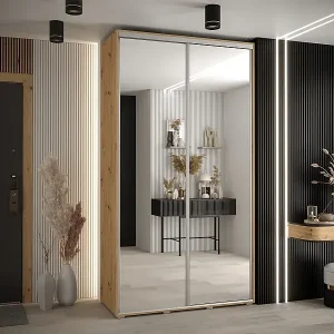 SCHWEBETÜRENSCHRANK DAVOS 2 235,2/140/45 2-türig (Artisan/Artisan/Silber) Preisknaller