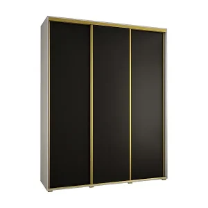 Aktuell SCHWEBETÜRENSCHRANK DAVOS 1 235,2/200/45 3-türig (Weiß/Schwarz/Gold)