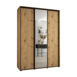 SCHWEBETÜRENSCHRANK DAVOS 3 235,2/170/60 3-türig (Artisan/Artisan/Schwarz) Schnäppchen