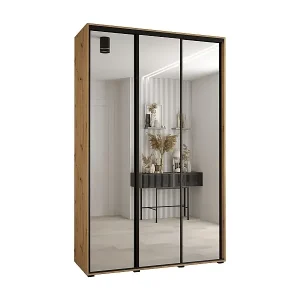 SCHWEBETÜRENSCHRANK DAVOS 2 235,2/160/60 3-türig (Artisan/Artisan/Schwarz) Expressversand