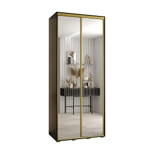 Preiswert SCHWEBETÜRENSCHRANK DAVOS 2 235,2/120/60 2-türig (Schwarz/Schwarz/Gold)