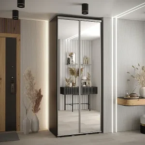 SCHWEBETÜRENSCHRANK DAVOS 2 235,2/100/45 2-türig (Schwarz/Schwarz/Silber) Meistverkauft