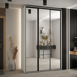 SCHWEBETÜRENSCHRANK DAVOS 2 235,2/160/60 3-türig (Weiß/Weiß/Schwarz) Mega-Angebot