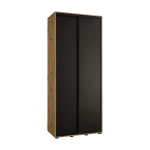 SCHWEBETÜRENSCHRANK DAVOS 1 235,2/100/60 2-türig (Artisan/Schwarz/Schwarz) Kostenloser Versand