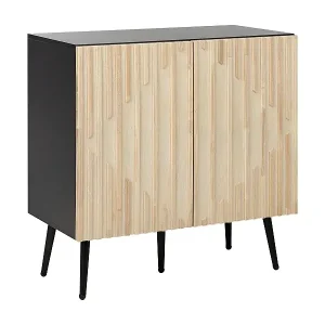 Sideboard heller Holzfarbton / schwarz mit Tür Stauraum MDF Massivholz Dalcross Schnäppchen
