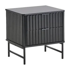 Nachttisch mit 2 Schubladen Nachtkonsole Holzwerkstoff Schwarz Glastonbury Mega-Angebot