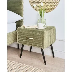 Günstig Nachttisch mit 1 Schublade FLAYAT Cord Grün