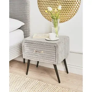 Nachttisch mit 1 Schublade FLAYAT Cord Hellgrau Kracherpreis