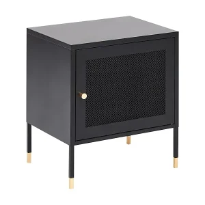 Nachttisch Metall schwarz mit Gittertür rechteckig 45x35x51 cm Industrie Ossett Angebot
