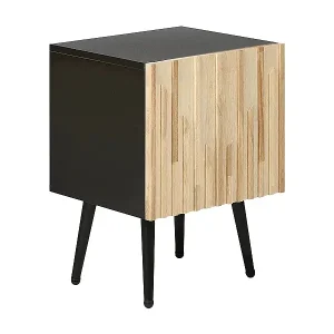 Jetzt Bestellen Nachttisch heller Holzfarbton / schwarz mit Tür Stauraum MDF Massivholz Dalcross