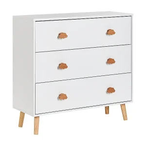Super-Preis Kommode mit 3 Schubladen CLOUDY Holzwerkstoff Weiss