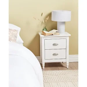 Kostenfreie Lieferung Nachttisch Kiefernholz weiß mit 2 Schubladen moderner Nachtschrank Shillington