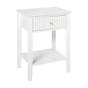 Nachttisch mit 1 Schublade ASSISI Weiss Zertifiziert