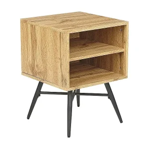 Kostenloser Versand Minimalistischer Nachttisch Kommode 2 Offene Ablagen Helles Holz Finish Lubock