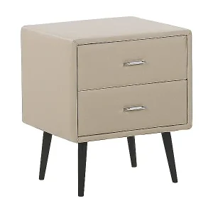 Nachttisch mit 2 Schubladen Kunstleder beige Glamour Look Essonne Neue Kollektion